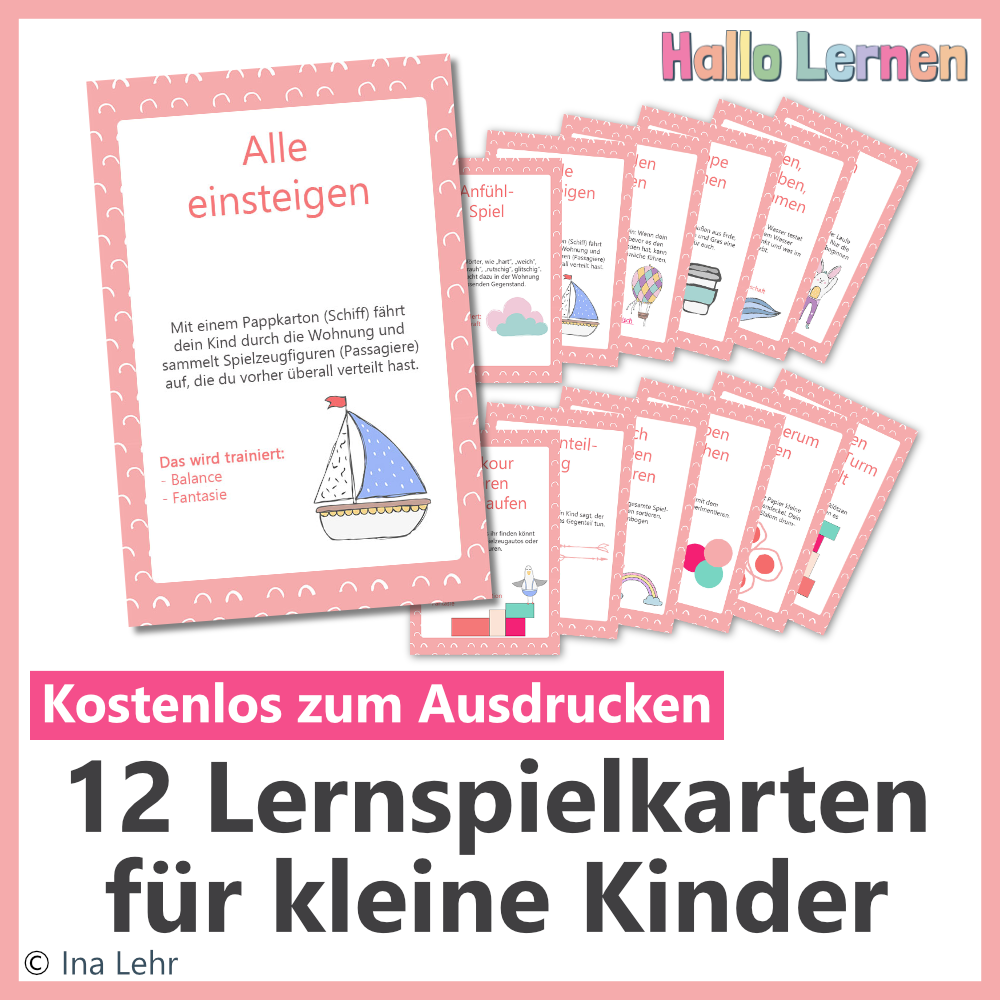 12 Lernspielkarten für kleine Kinder | Freebie