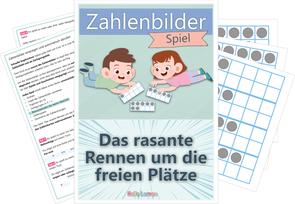 Zahlenbilder Spiel: Das rasante Rennen um die freien Plätze | Freebie | Hallo Lernen