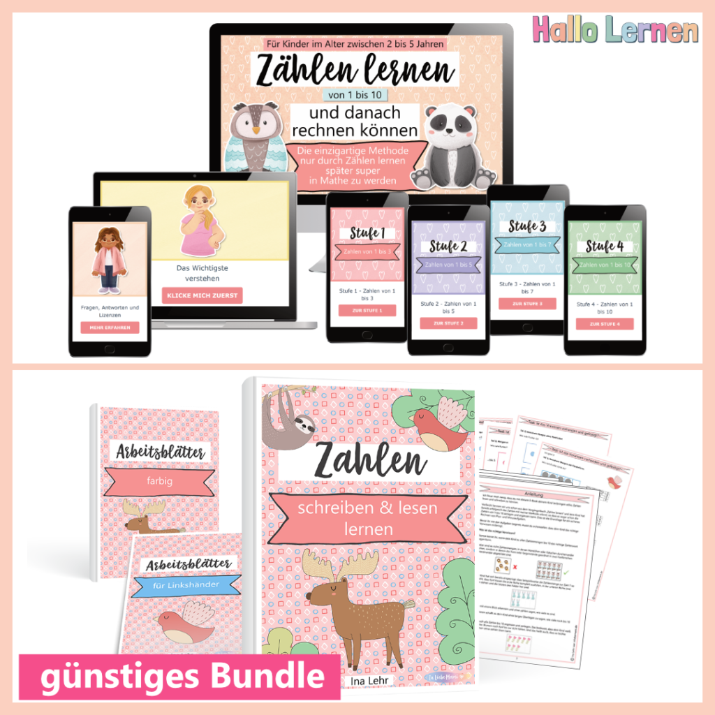 Zählen lernen + Zahlen lesen | kleines Kurs-Bundle | Hallo Lernen