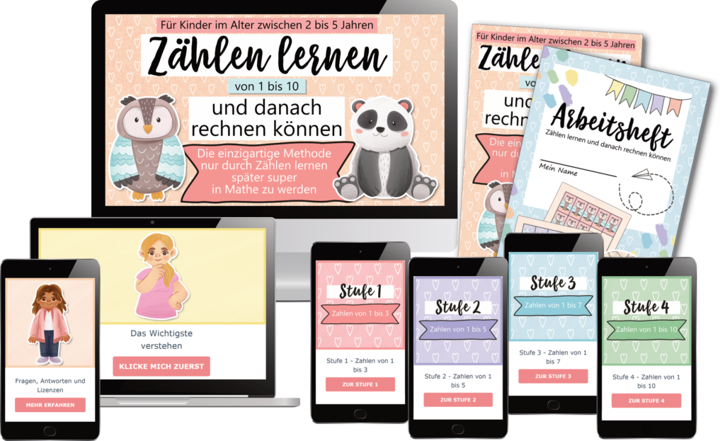 Onlinekurs "Zählen lernen und danach rechnen können" + Anleitung + Arbeitsheft | Hallo Lernen