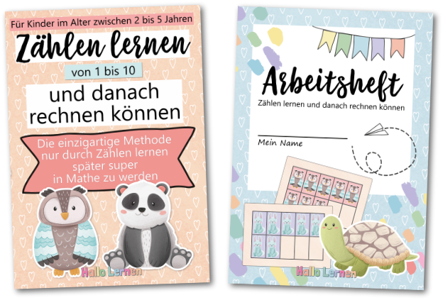 Hefte zum Onlinekurs "Zählen lernen und danach rechnen können": Arbeitsanleitung + Arbeitsheft | Hallo Lernen