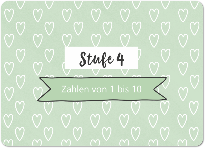 Rückseite Stufe 4 | Zahlenkarten | Hallo Lernen